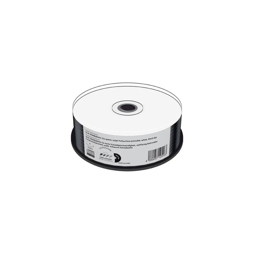 MEDIARANGE CD-R 52X BLACK NYOMTATHATÓ CAKE (25) MR241