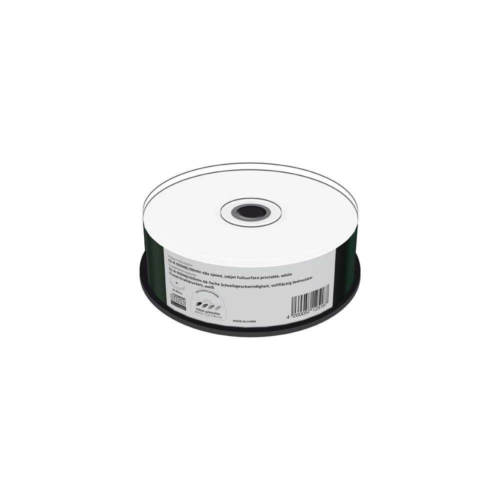 MEDIARANGE CD-R 48X 900MB 100MIN FULL NYOMTATHATÓ CAKE (25) MR243