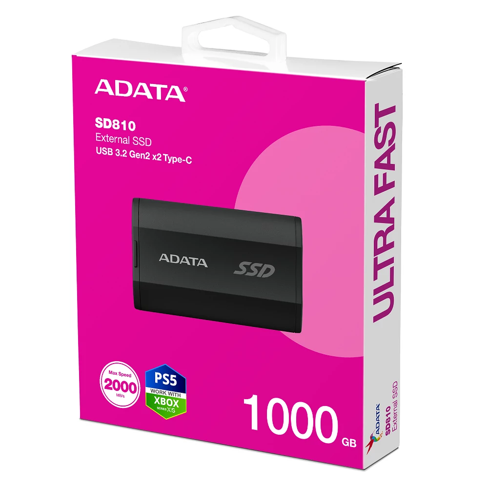 ADATA SD810 USB-C 3.2 GEN 2x2 KÜLSŐ SSD MEGHAJTÓ 1000GB FEKETE