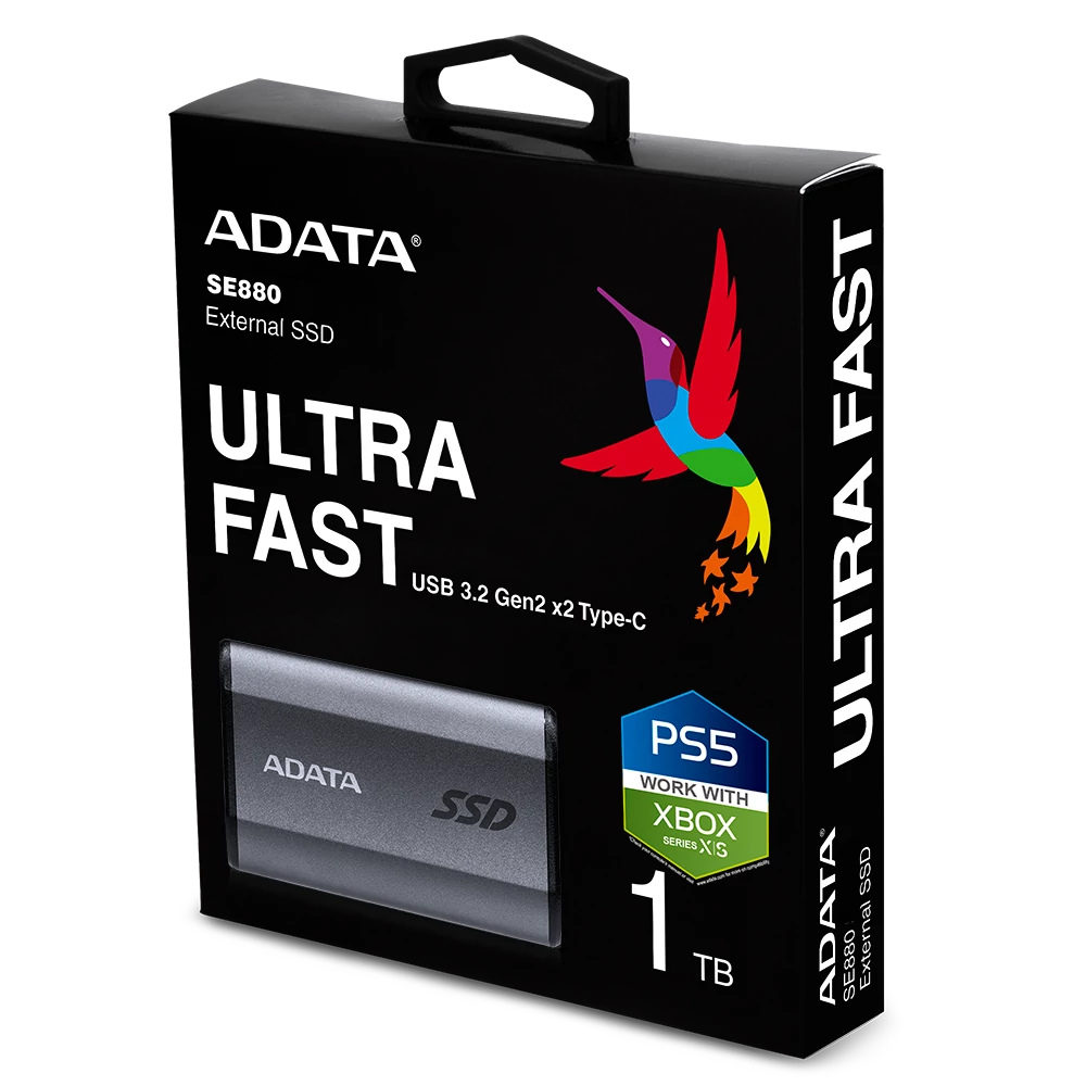 ADATA ELITE SE880 USB-C 3.2 GEN 2x2 KÜLSŐ SSD MEGHAJTÓ 1TB SZÜRKE