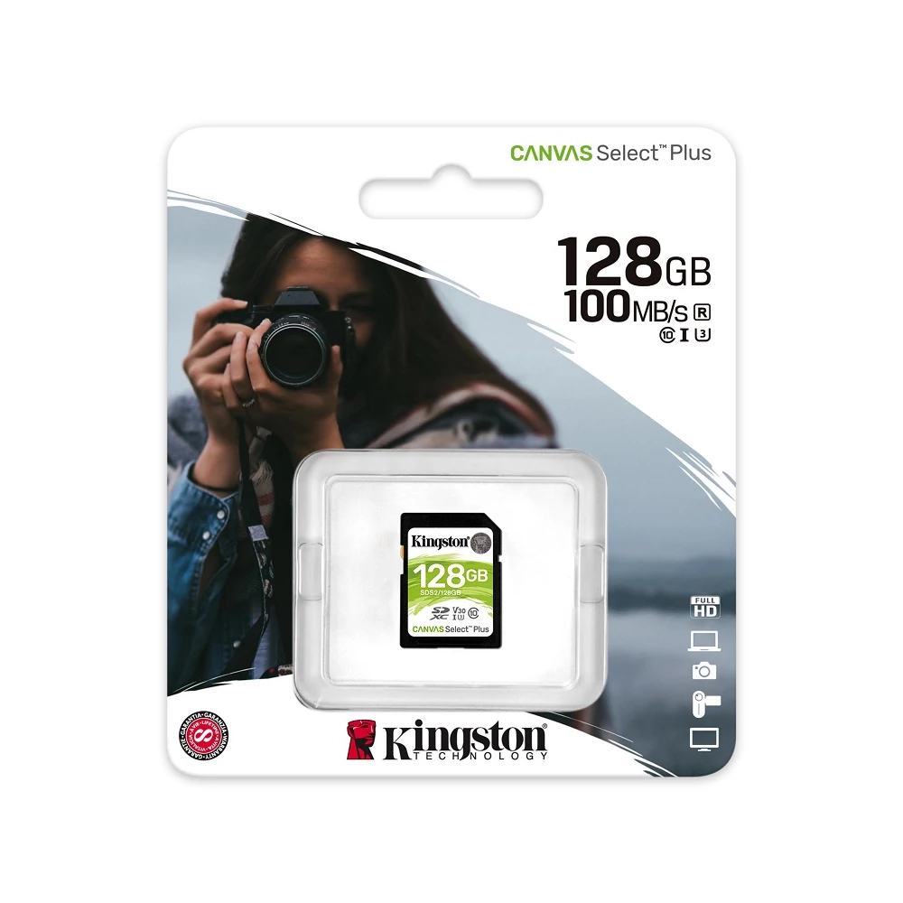 KINGSTON CANVAS SELECT PLUS SDXC 128GB CLASS 10 UHS-I U3 V30 100/85 MB/s