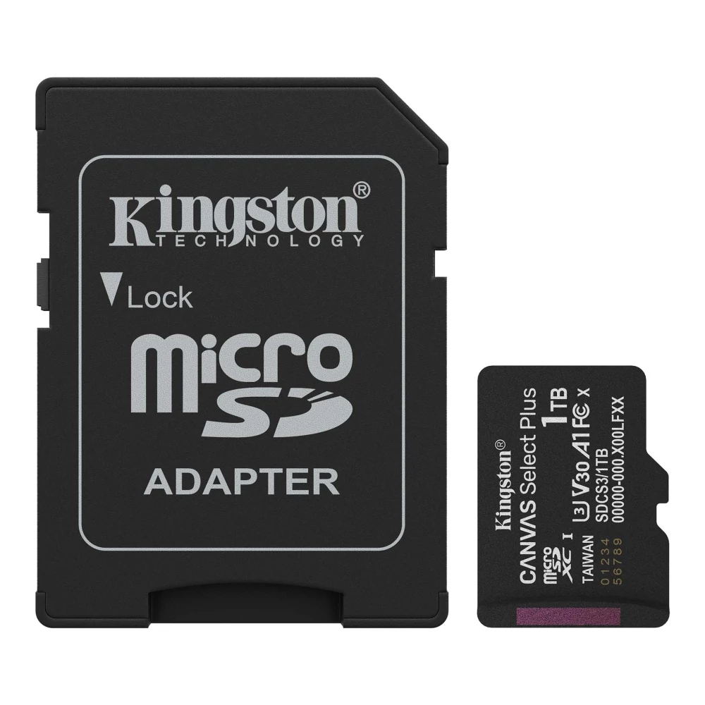KINGSTON CANVAS SELECT PLUS MICRO SDXC 1TB + ADAPTER CLASS 10 UHS-I U3 A1 V30 (150/85 MB/s)