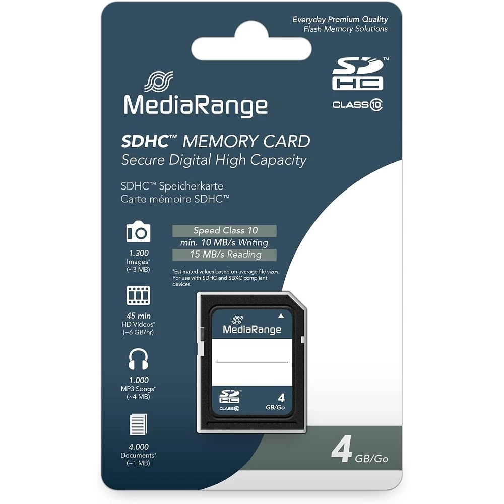 MEDIARANGE SDHC 4GB CLASS 10 MR961