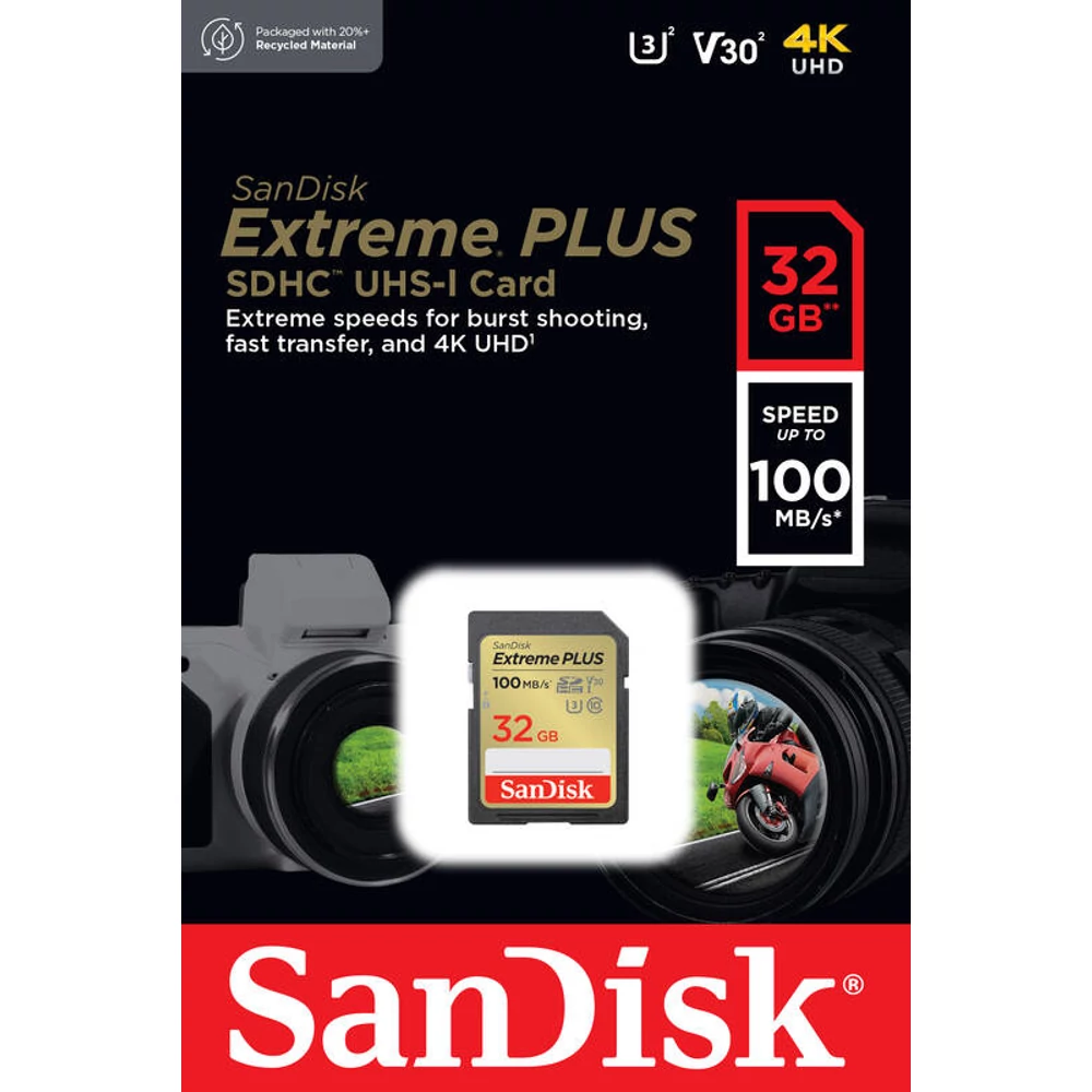 SANDISK EXTREME PLUS SDHC 32GB CLASS 10 UHS-I U3 V30 100/60 MB/s