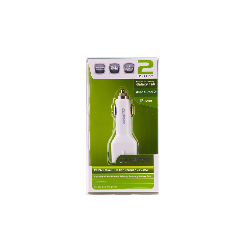 CLIPTEC GZU392 DUAL USB AUTÓS TÖLTŐ 2.1A FEHÉR