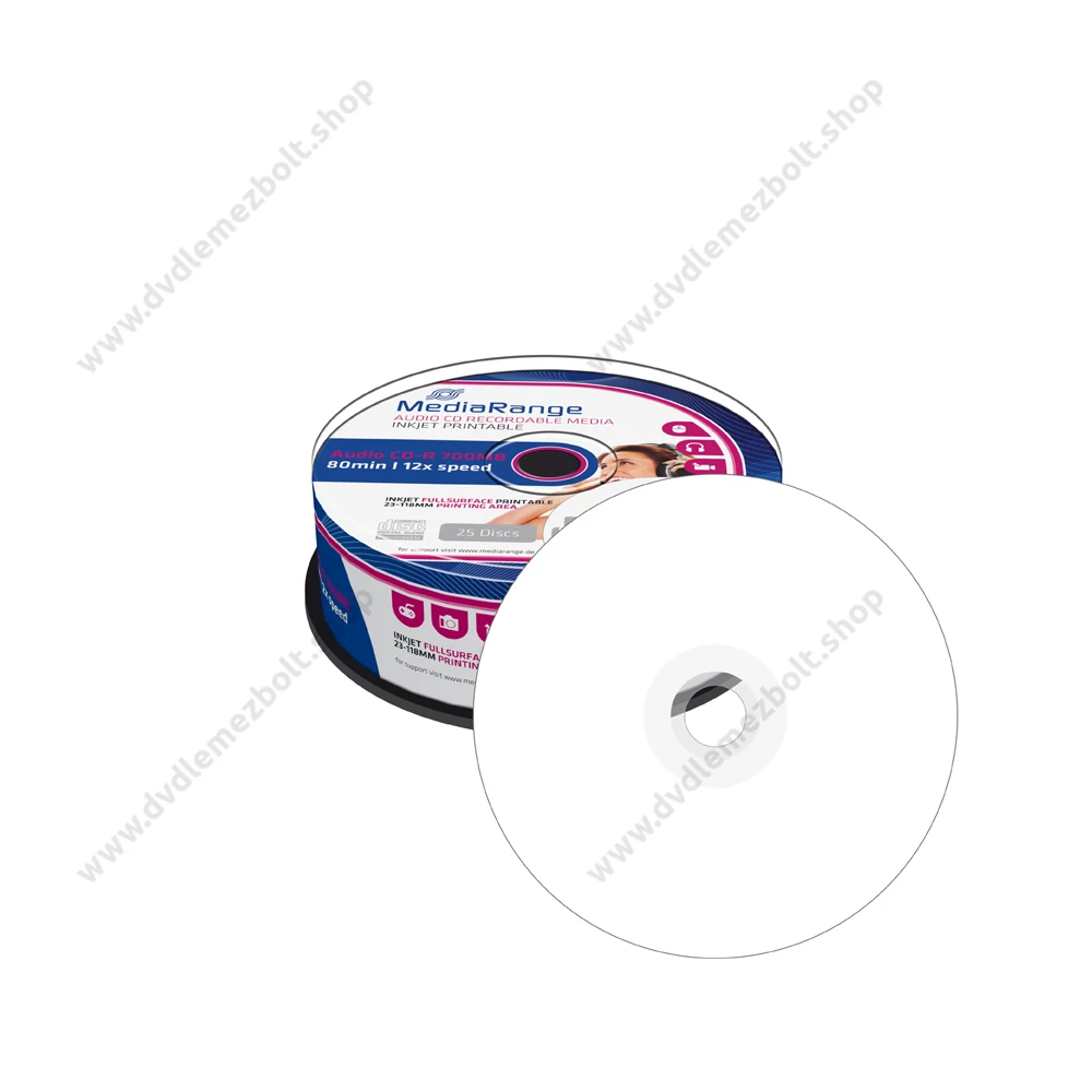 MEDIARANGE CD-R 12X AUDIO FULL NYOMTATHATÓ CAKE (25) MR224