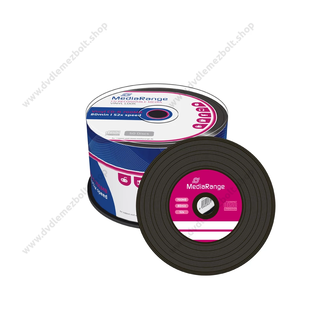 MEDIARANGE CD-R 52X BLACK VINYL CAKE (50) MR225