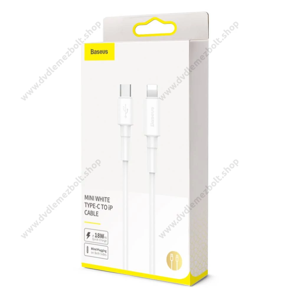 BASEUS CATLSW-02 USB-C/APPLE LIGHTNING TÖLTŐ ÉS ADATKÁBEL 2A 18W PD 1m FEHÉR