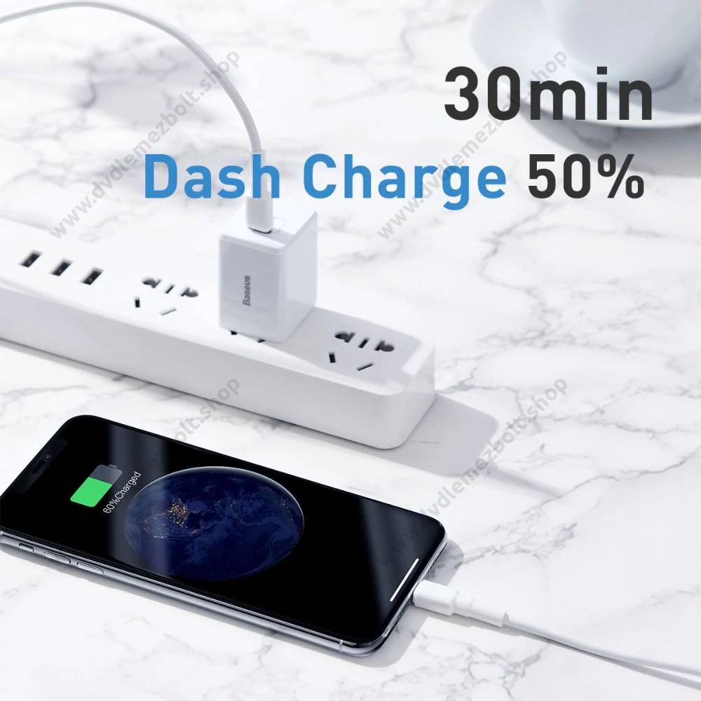 BASEUS CATLSW-02 USB-C/APPLE LIGHTNING TÖLTŐ ÉS ADATKÁBEL 2A 18W PD 1m FEHÉR