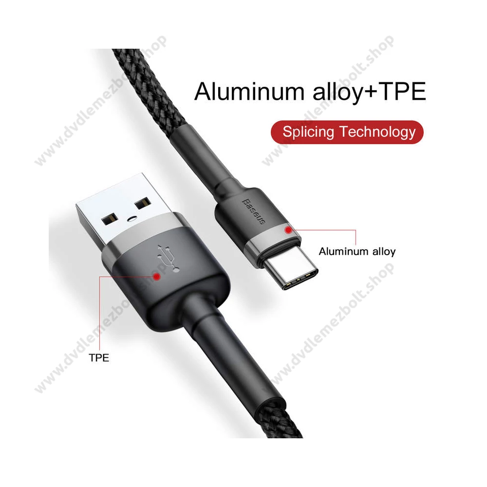 BASEUS CATKLF-BG1 CAFULE USB/USB-C TÖLTŐ ÉS ADATKÁBEL 3A 1m FEKETE