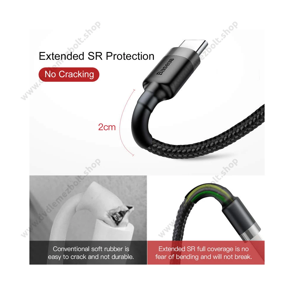 BASEUS CATKLF-BG1 CAFULE USB/USB-C TÖLTŐ ÉS ADATKÁBEL 3A 1m FEKETE