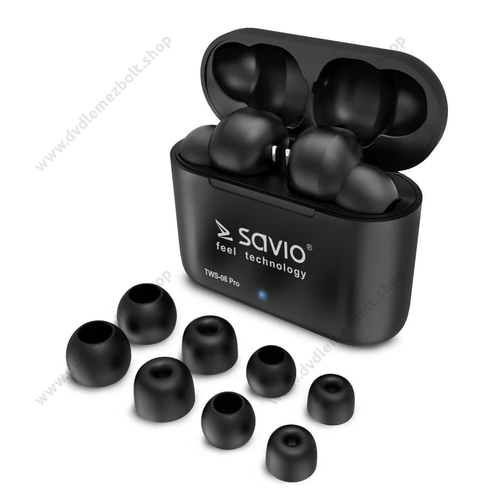 SAVIO TWS-08 PRO VEZETÉK NÉLKÜLI BLUETOOTH 5.0 TWS FÜLHALLGATÓ/HEADSET FEKETE