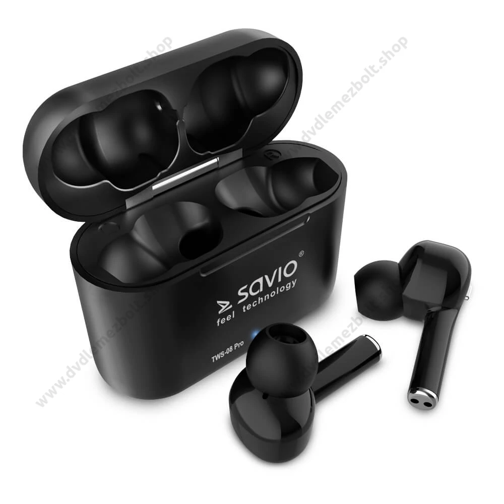 SAVIO TWS-08 PRO VEZETÉK NÉLKÜLI BLUETOOTH 5.0 TWS FÜLHALLGATÓ/HEADSET FEKETE