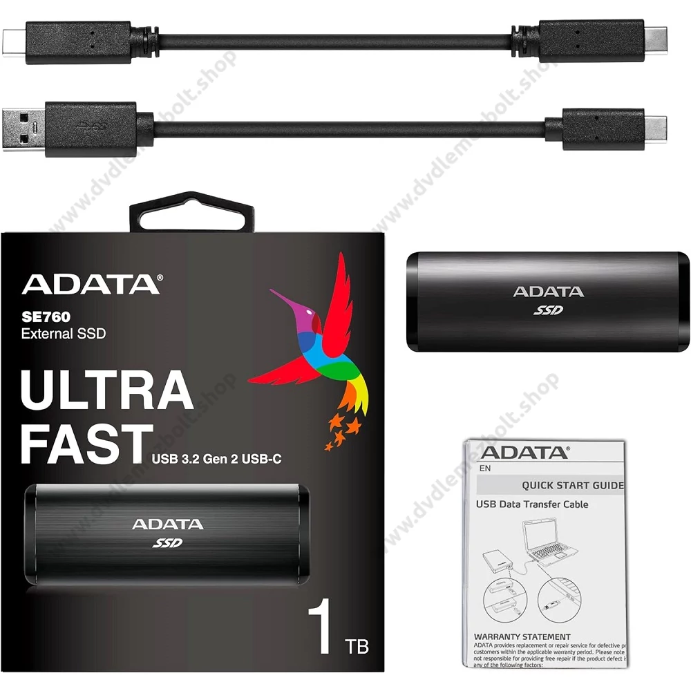 ADATA SE760 USB-C 3.2 GEN 2 KÜLSŐ SSD MEGHAJTÓ 1TB FEKETE