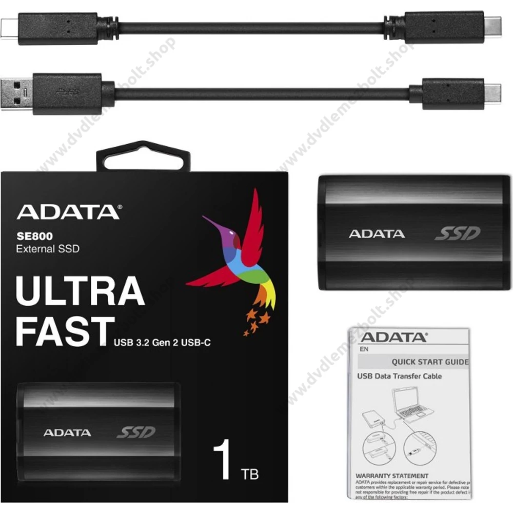 ADATA SE800 USB-C 3.2 GEN 2 KÜLSŐ SSD MEGHAJTÓ 1TB FEKETE