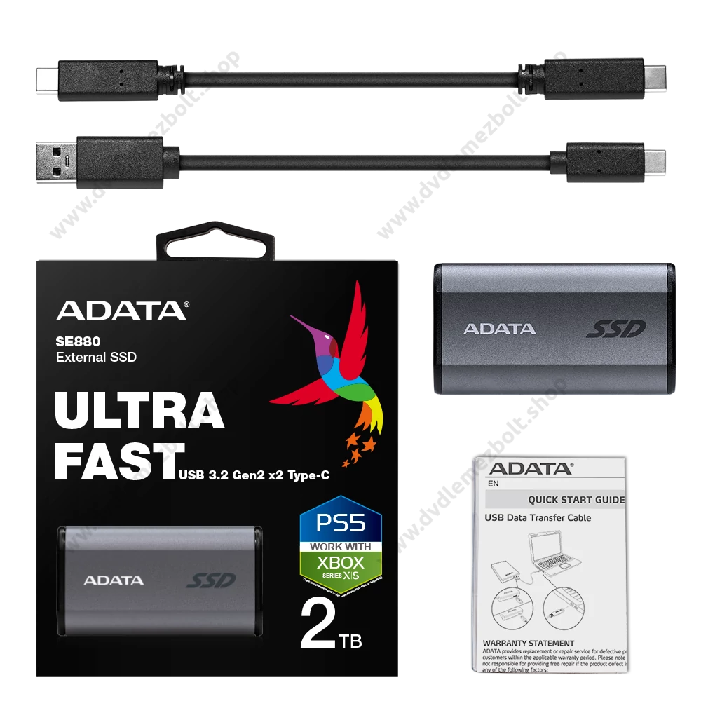 ADATA ELITE SE880 USB-C 3.2 GEN 2x2 KÜLSŐ SSD MEGHAJTÓ 2TB SZÜRKE