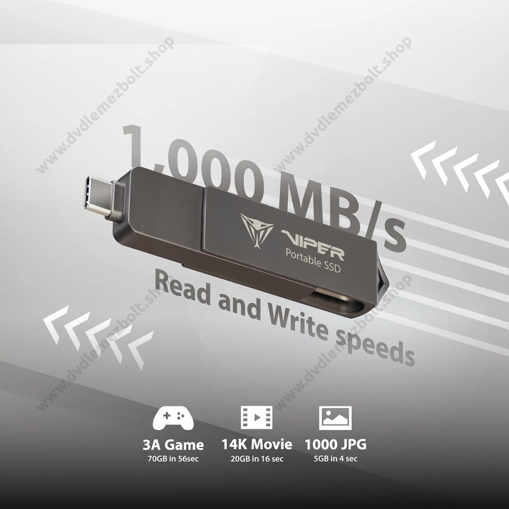 PATRIOT VIPER PVP30 USB 3.2 GEN 2 TYPE-A/TYPE-C KÜLSŐ SSD MEGHAJTÓ 2TB