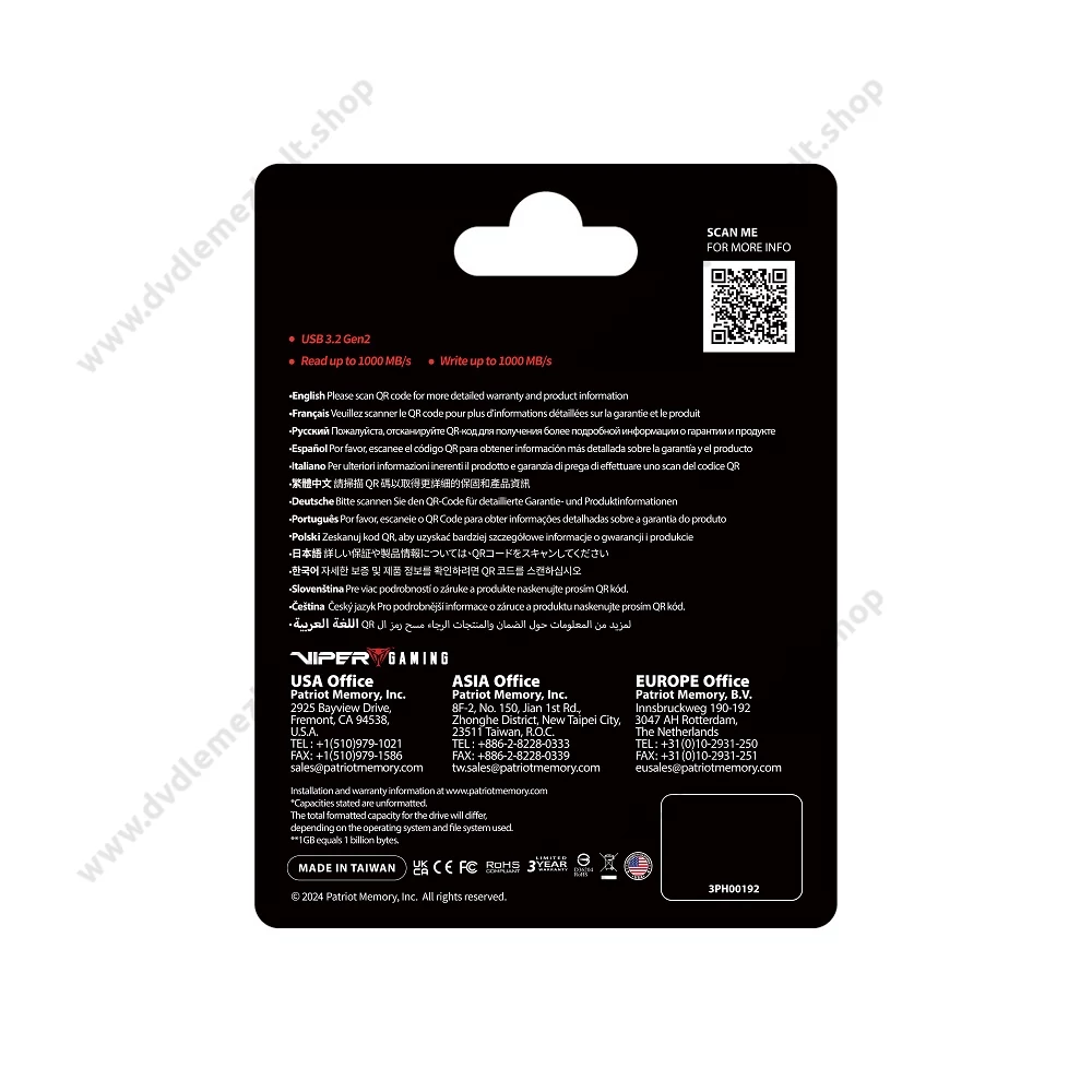 PATRIOT VIPER PVP30 USB 3.2 GEN 2 TYPE-A/TYPE-C KÜLSŐ SSD MEGHAJTÓ 2TB