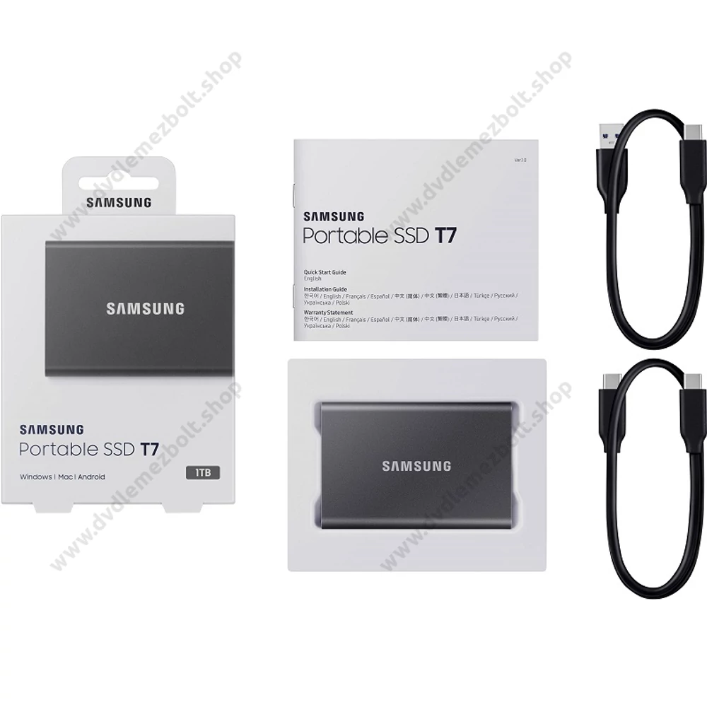 SAMSUNG T7 USB-C 3.2 GEN 2 KÜLSŐ SSD MEGHAJTÓ 1TB SZÜRKE
