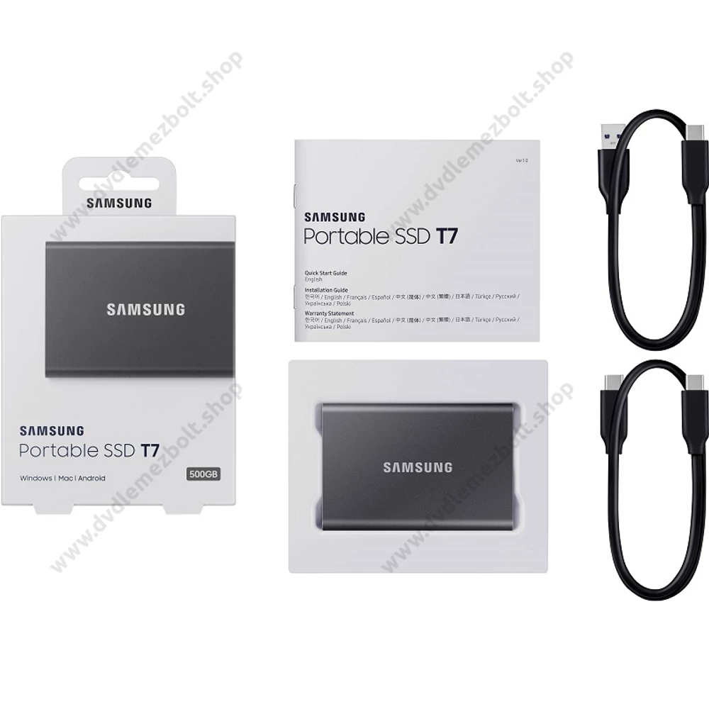 SAMSUNG T7 USB-C 3.2 GEN 2 KÜLSŐ SSD MEGHAJTÓ 500GB SZÜRKE