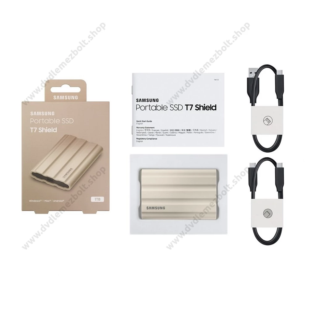 SAMSUNG T7 SHIELD USB-C 3.2 GEN 2 KÜLSŐ SSD MEGHAJTÓ 1TB BÉZS