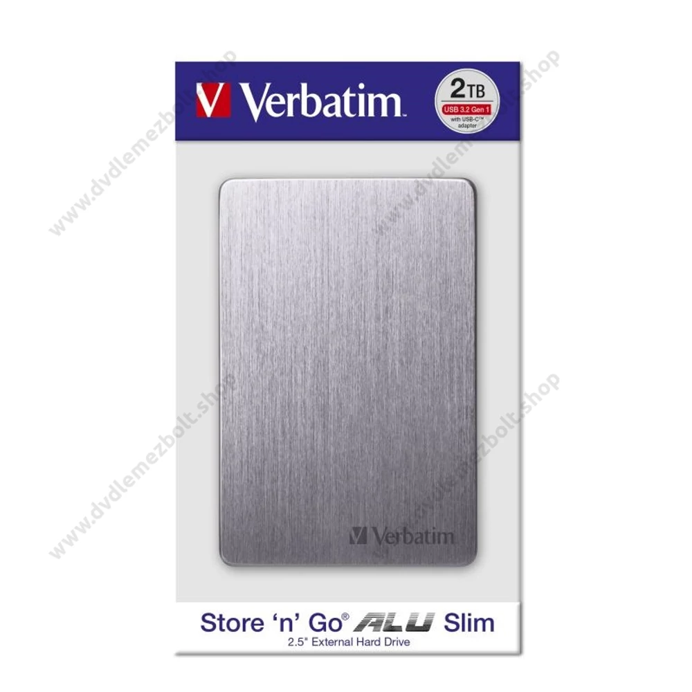 VERBATIM STORE N GO ALU SLIM 2,5 COL USB 3.2 KÜLSŐ MEREVLEMEZ 2TB SZÜRKE
