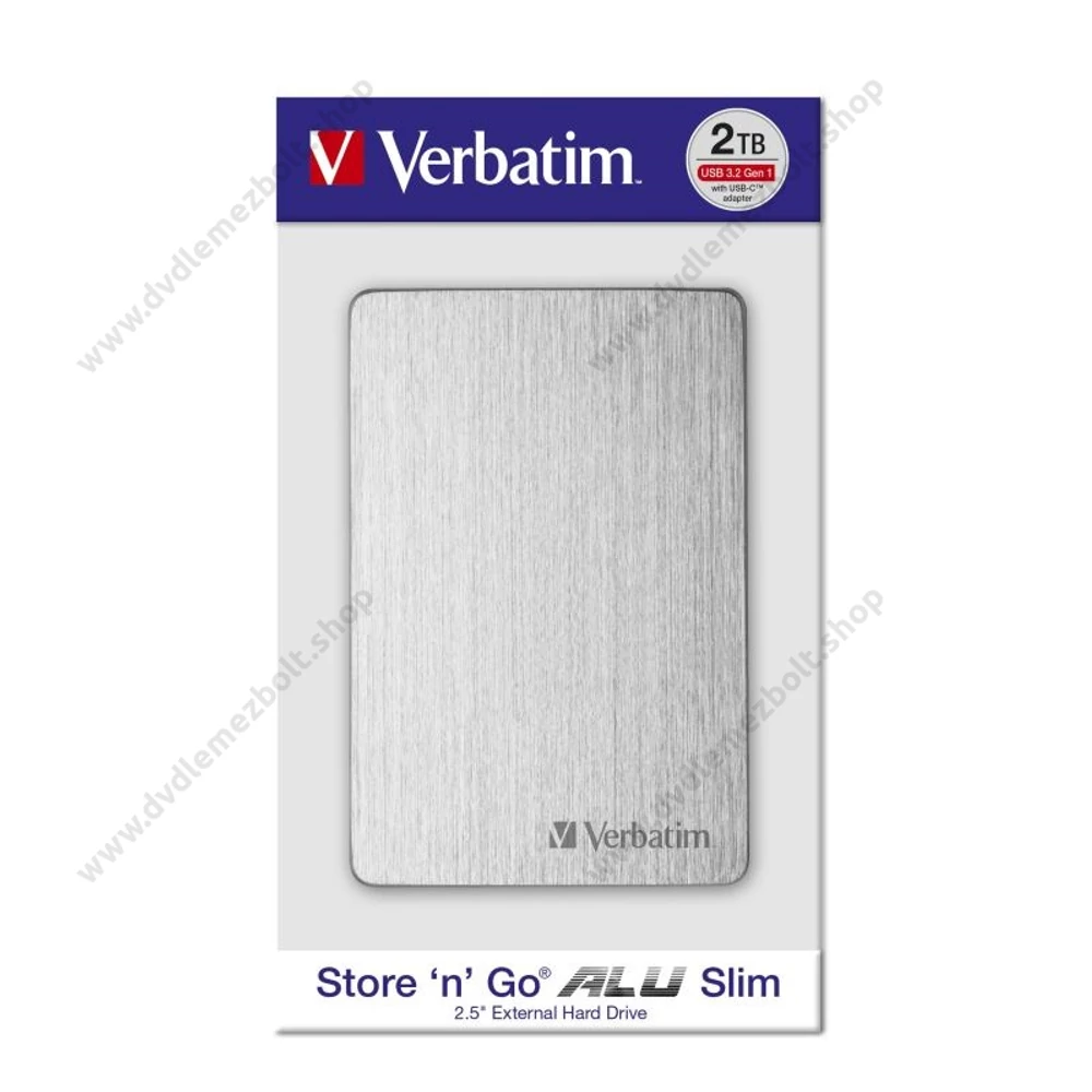 VERBATIM STORE N GO ALU SLIM 2,5 COL USB 3.2 KÜLSŐ MEREVLEMEZ 2TB EZÜST