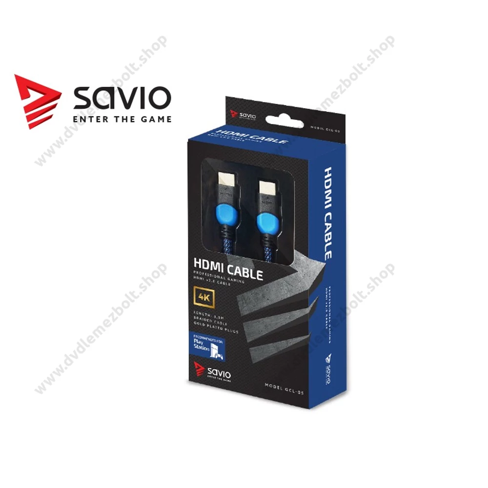 SAVIO GCL-05 GAMING FOR PLAYSTATION RÉZ HDMI-HDMI KÁBEL 2.0 ARANYOZOTT FONOTT NYLON KÉK/FEKETE 3m