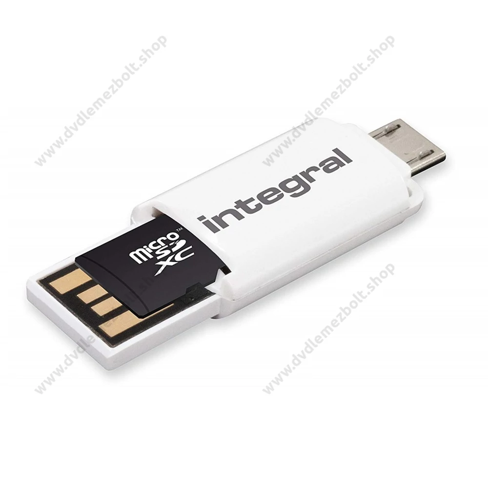 INTEGRAL  MICRO SDXC 128GB + OTG MEMÓRIAKÁRTYA OLVASÓ CLASS 10 UHS-I U1 (90 MB/s OLVASÁSI SEBESSÉG)