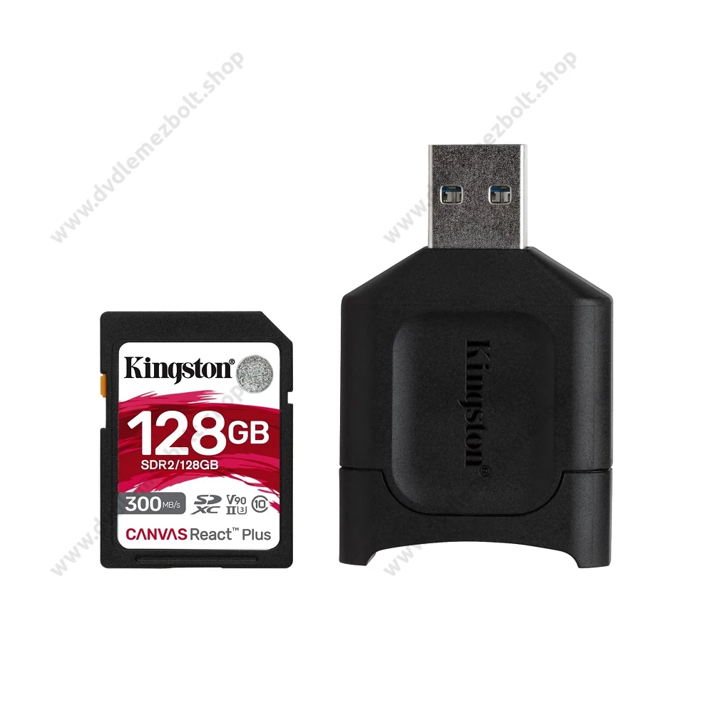 KINGSTON CANVAS REACT PLUS KIT SDXC 128GB CLASS 10 UHS-II U3 V90 300/260 MB/s