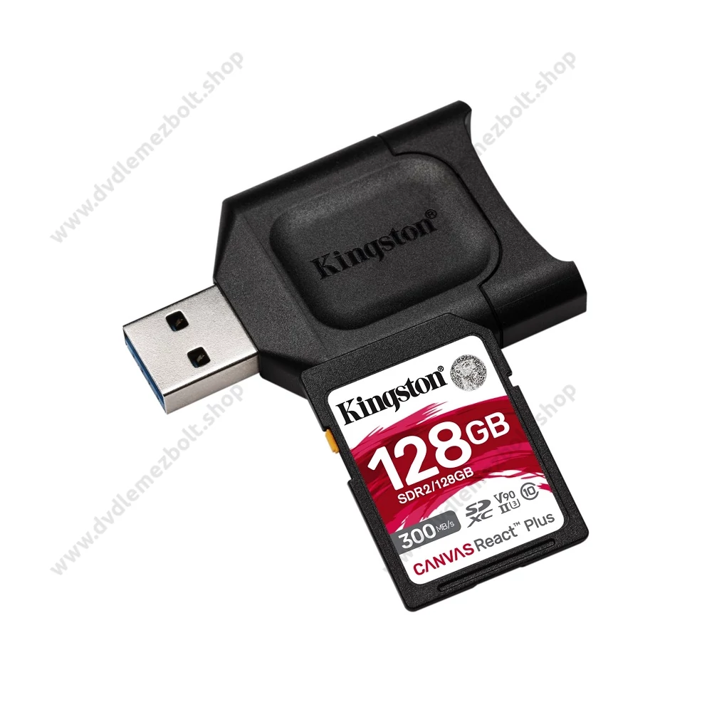 KINGSTON CANVAS REACT PLUS KIT SDXC 128GB CLASS 10 UHS-II U3 V90 300/260 MB/s