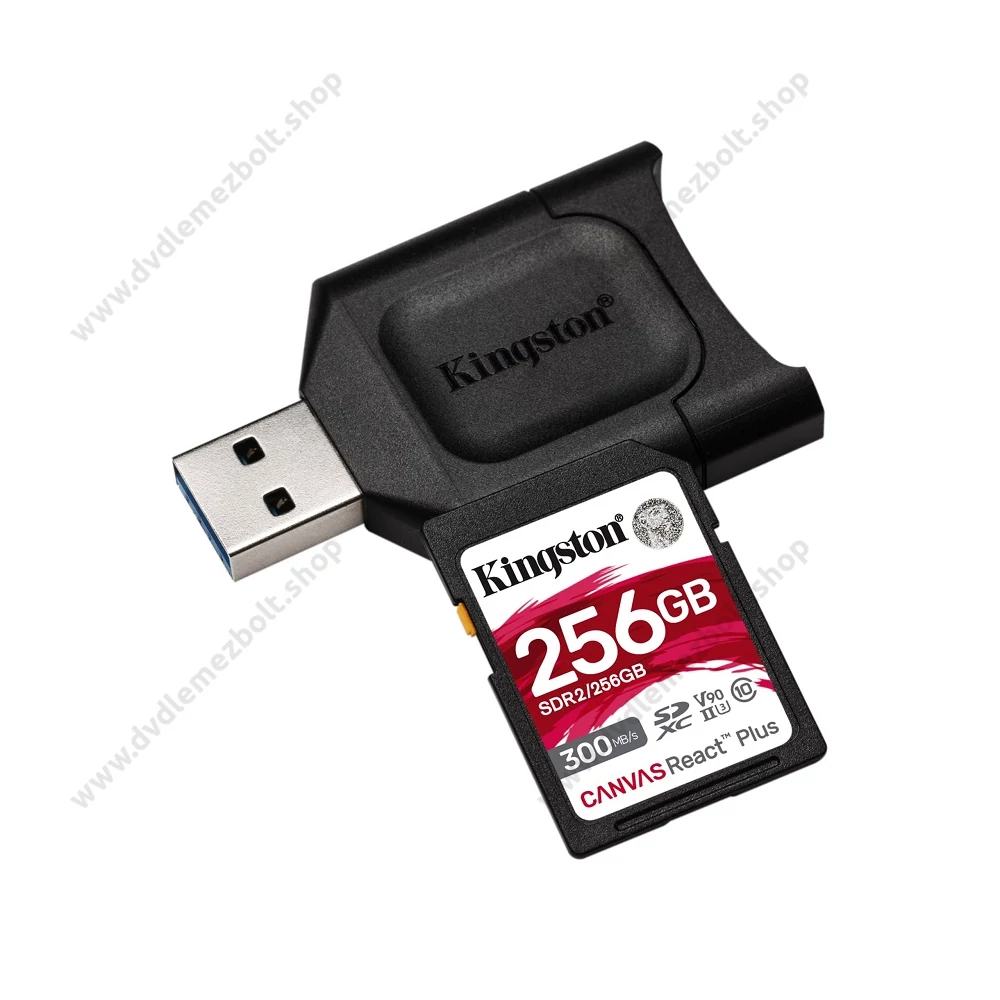 KINGSTON CANVAS REACT PLUS KIT SDXC 256GB CLASS 10 UHS-II U3 V90 300/260 MB/s
