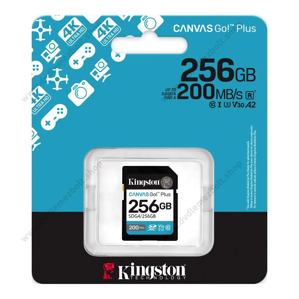 KINGSTON CANVAS GO PLUS SDXC 256GB CLASS 10 UHS-I U3 A2 V30 200/160 MB/s