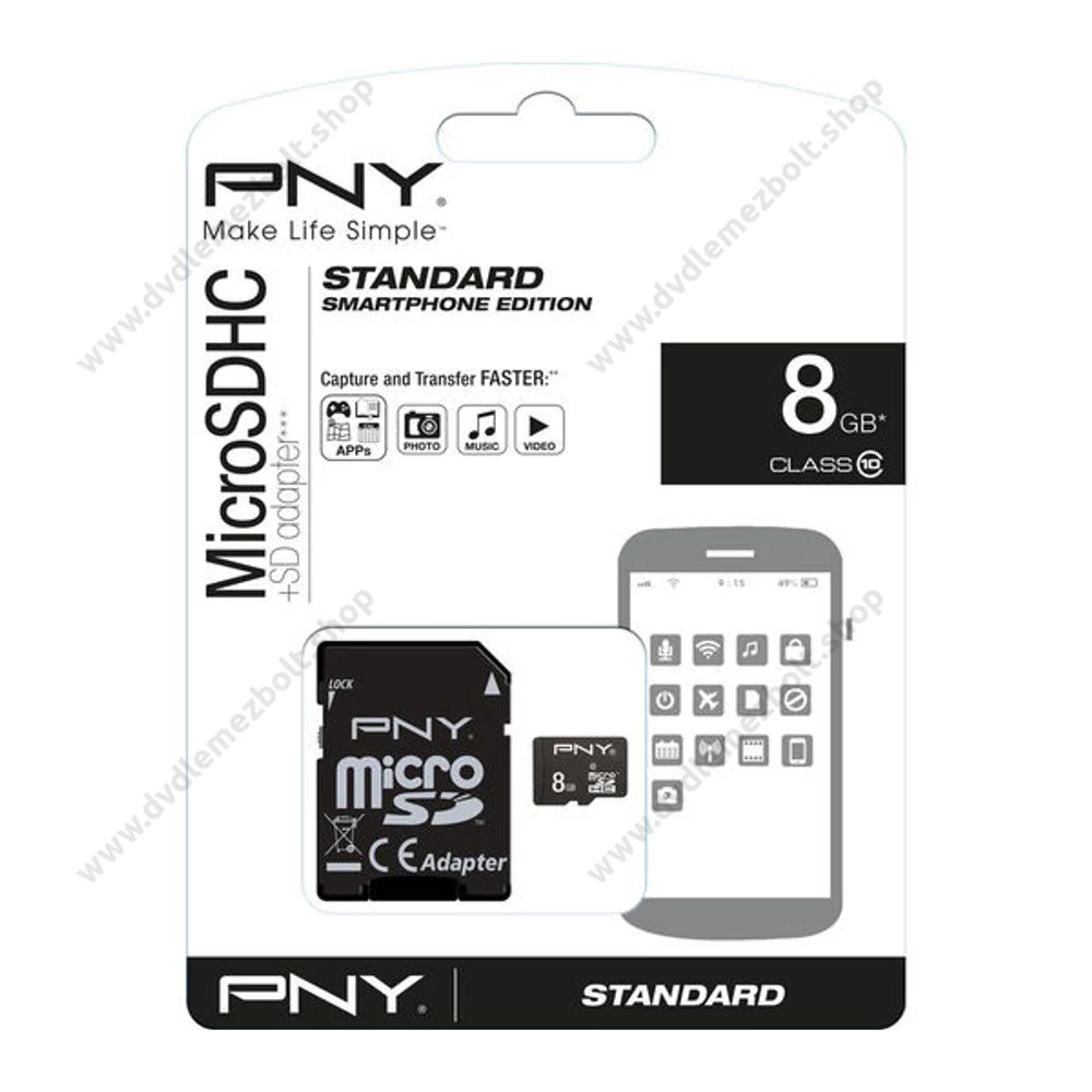 PNY MICRO SDHC 8GB + ADAPTER CLASS 10
