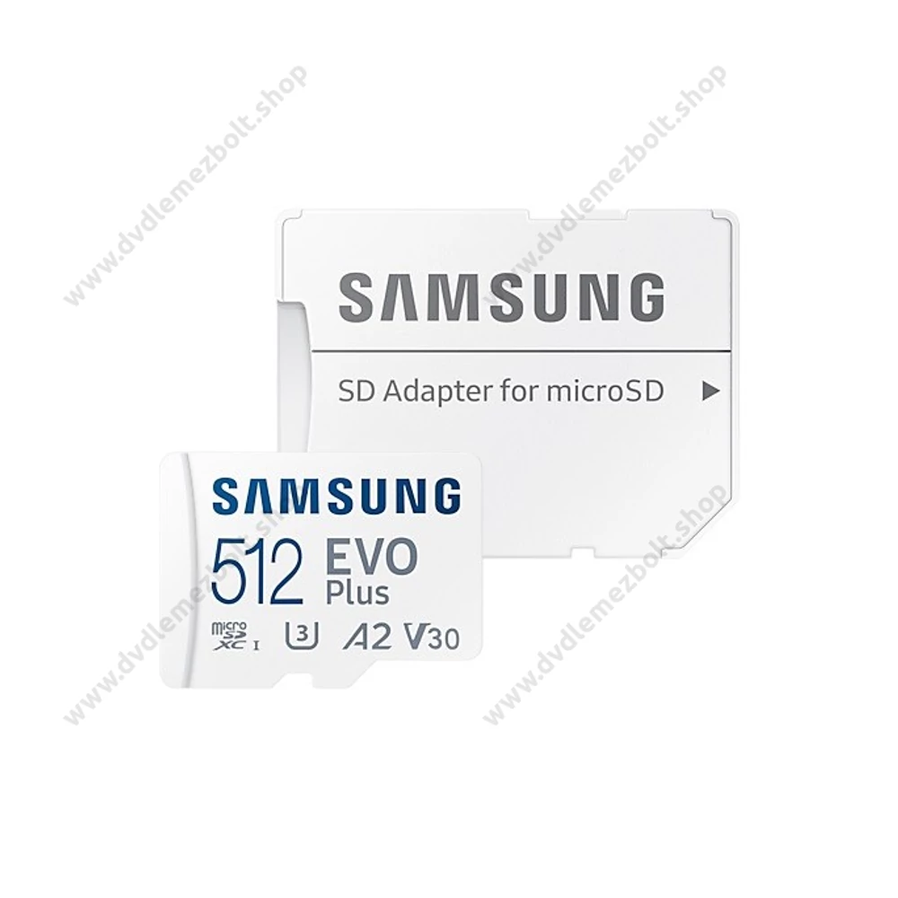 SAMSUNG EVO PLUS (2021) MICRO SDXC 512GB + ADAPTER CLASS 10 UHS-I U3 A2 V30 (130 MB/s ADATÁTVITELI SEBESSÉG)