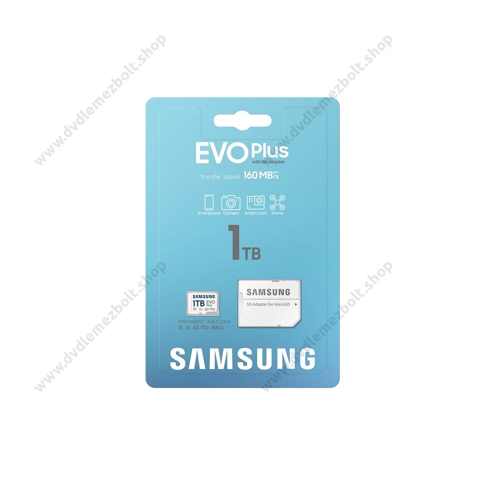 SAMSUNG EVO PLUS (2024) MICRO SDXC 1TB + ADAPTER CLASS 10 UHS-I U3 A2 V30 (160 MB/s ADATÁTVITELI SEBESSÉG)