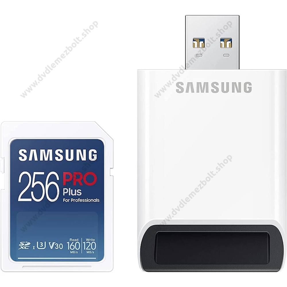 SAMSUNG PRO PLUS (2021) SDXC 256GB CLASS 10 UHS-I U3 V30 160/120 MB/s + USB 3.0 MEMÓRIAKÁRTYA OLVASÓ