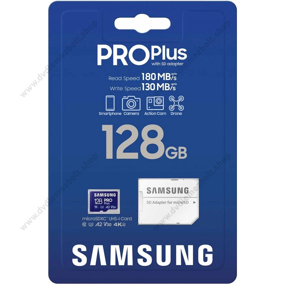 SAMSUNG PRO PLUS (2023) MICRO SDXC 128GB + ADAPTER CLASS 10 UHS-I U3 A2 V30 180/130 MB/s