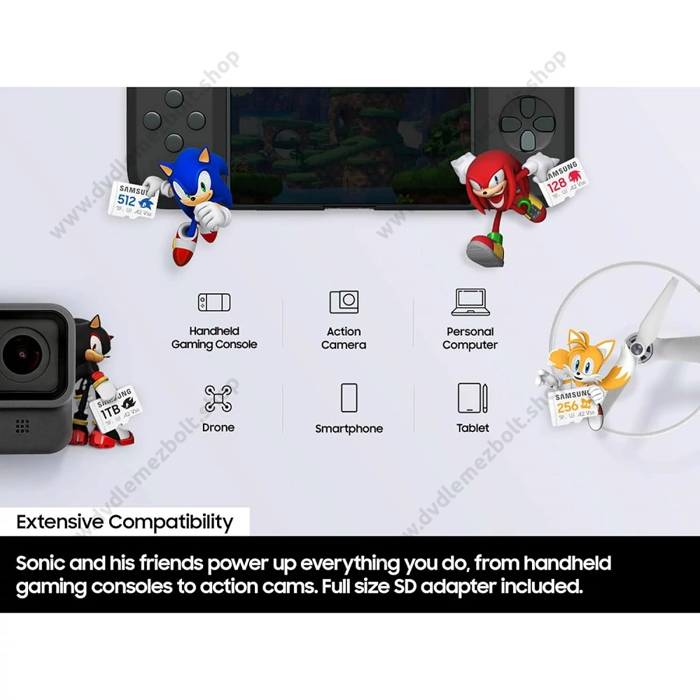 SAMSUNG PRO PLUS SONIC THE HEDGEHOG SERIES MICRO SDXC 512GB + ADAPTER CLASS 10 UHS-I U3 A2 V30 180/130 MB/s