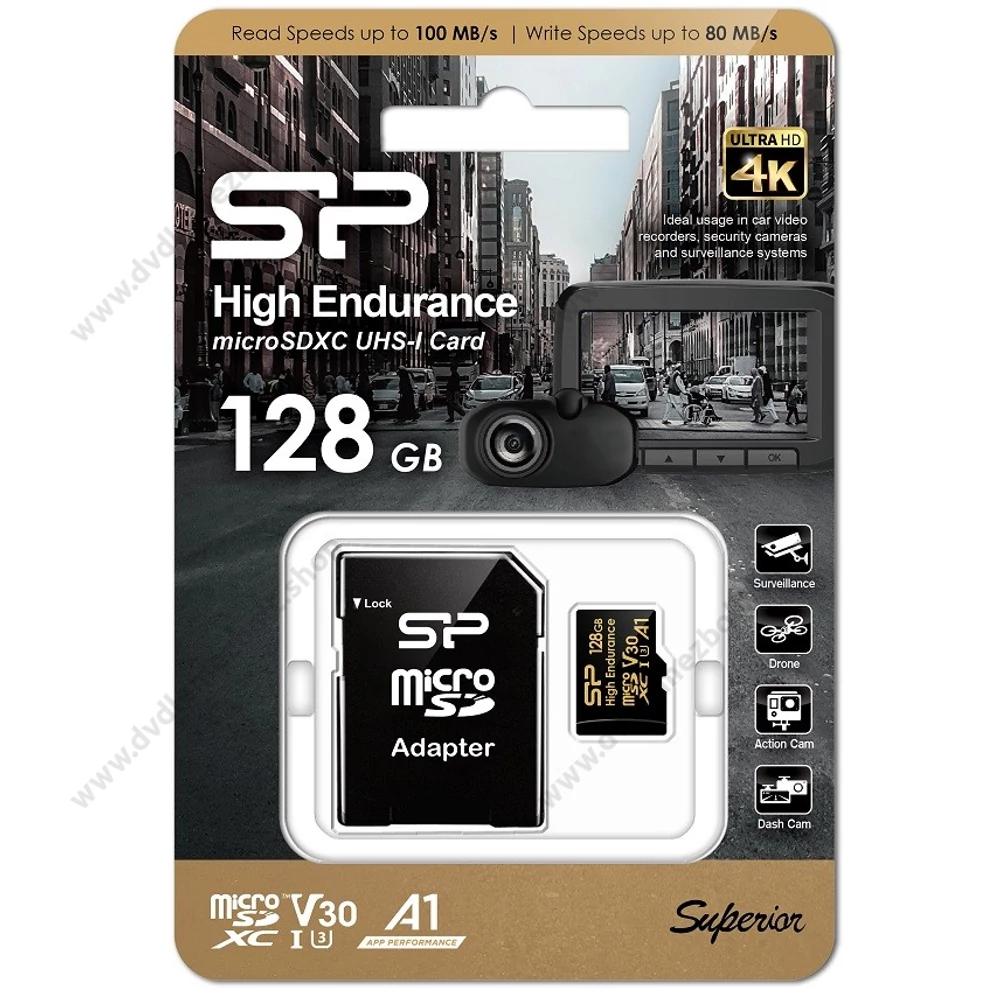 SILICON POWER HIGH ENDURANCE MICRO SDXC 128GB + ADAPTER CLASS 10 UHS-I U3 A1 V30 100/80 MB/s