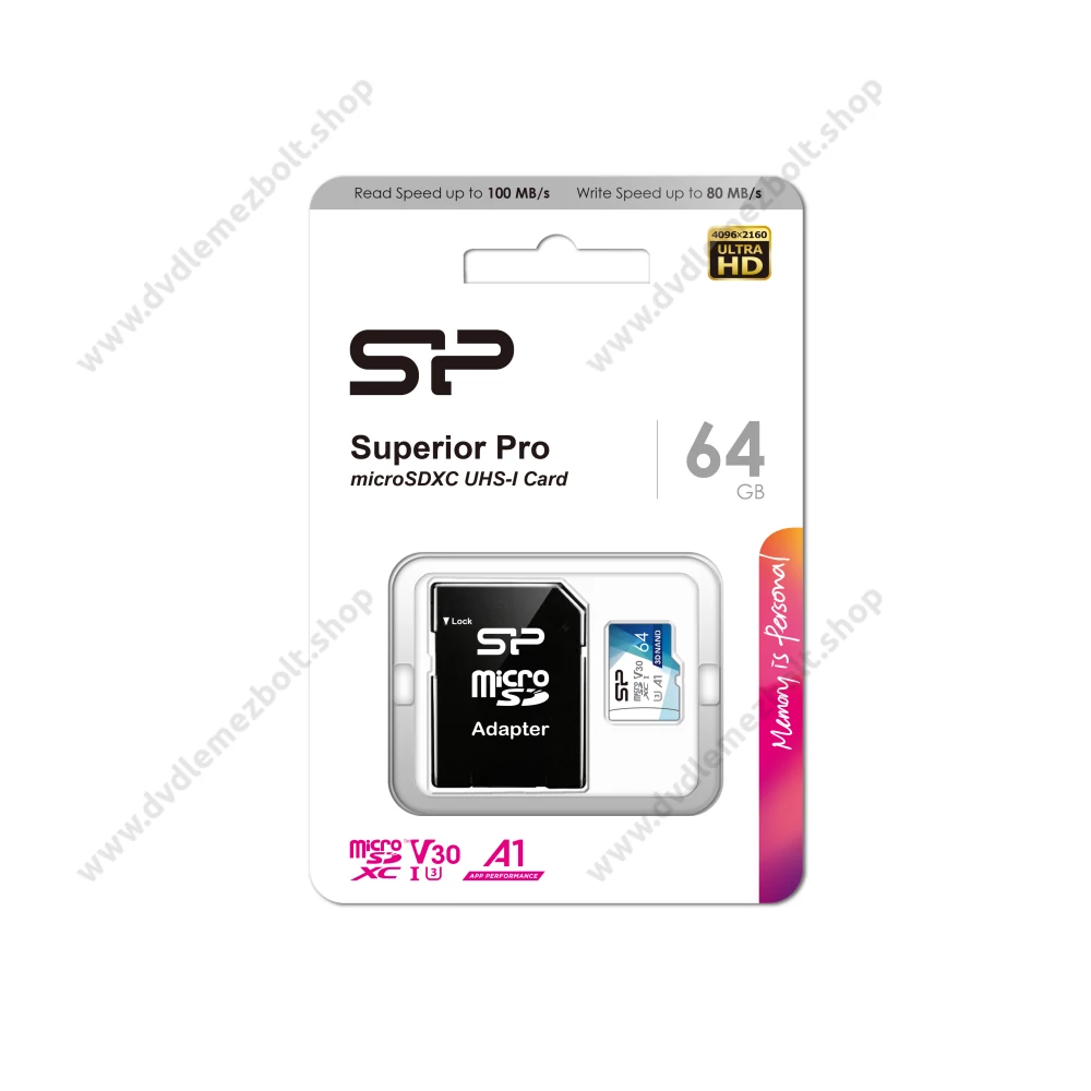 SILICON POWER SUPERIOR PRO MICRO SDXC 64GB + ADAPTER CLASS 10 UHS-I U3 A1 V30 100/80 MB/s