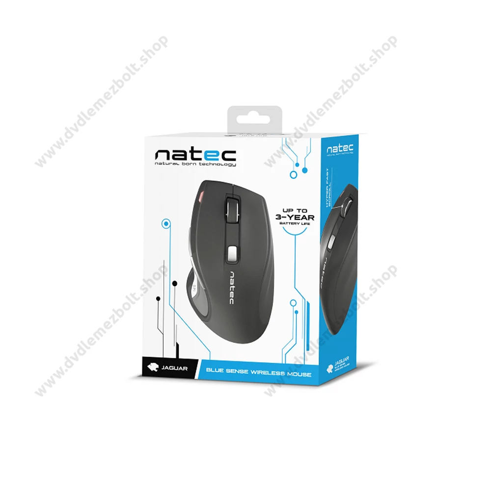 NATEC JAGUAR NMY-0781 VEZETÉK NÉLKÜLI OPTIKAI EGÉR 2,4GHZ 2400DPI FEKETE/EZÜST