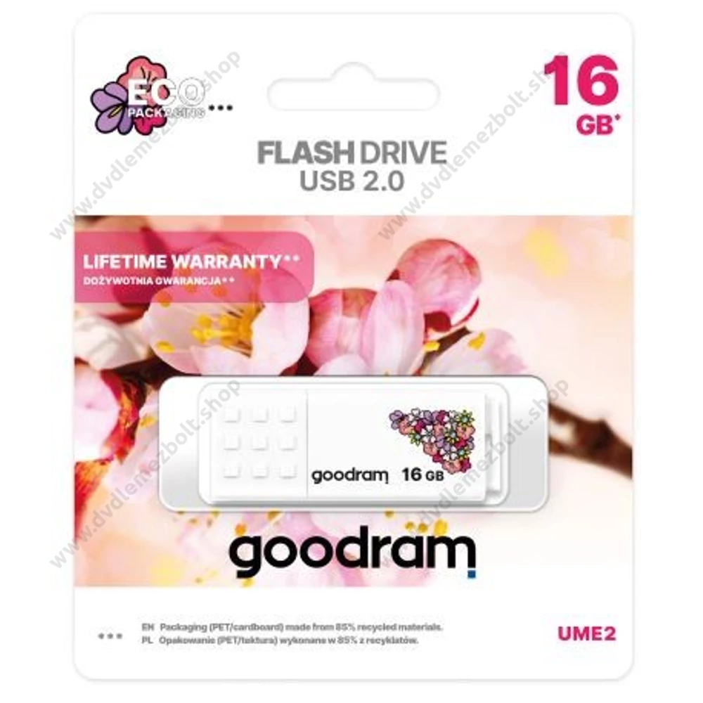 GOODRAM UME2 USB 2.0 PENDRIVE 16GB SPRING FEHÉR