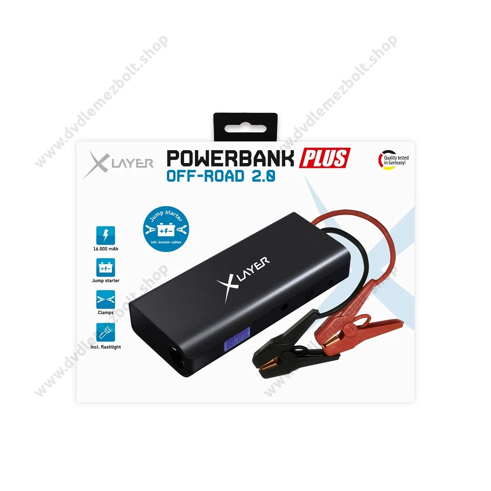 XLAYER POWERBANK PLUS OFF-ROAD 2.0 16.000 mAh VÉSZÍNDÍTÓ FUNKCIÓVAL (JUMP STARTER) FEKETE