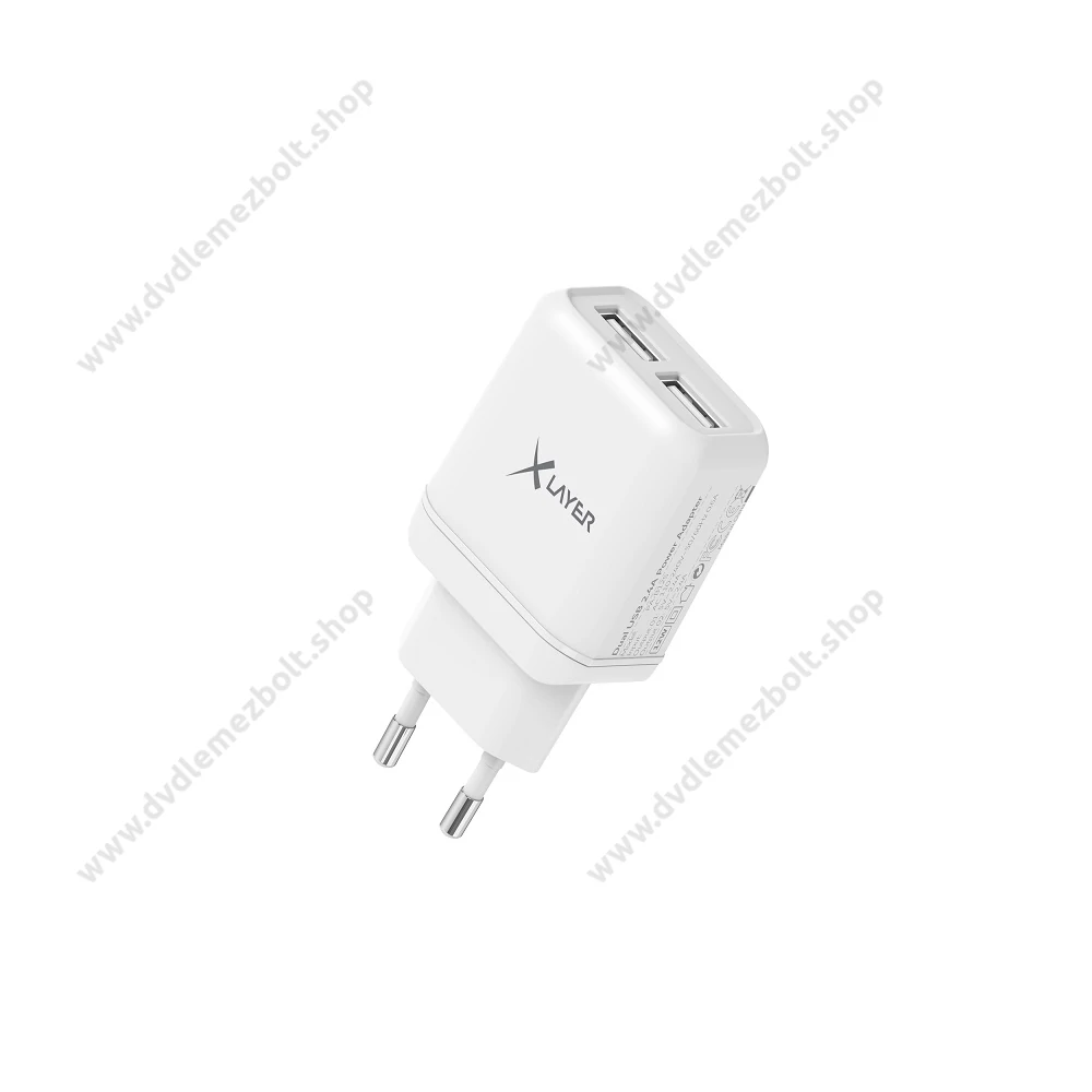 XLAYER HÁLÓZATI TÖLTŐ 2xUSB PORT 5V 2,4A FEHÉR