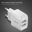 BASEUS CCALL-MN02 MINI DUAL-U HÁLÓZATI TÖLTŐ 2xUSB PORT 2.1A FEHÉR