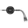 BASEUS CAMLT-JH01 GOLDEN LOOP 3-IN-1 USB TYPE-C/MICRO USB/APPLE LIGHTNING KÁBEL 1,2m FEKETE