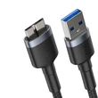 BASEUS CADKLF-D0G CAFULE FONOTT SZÖVET USB 3.0/MICRO USB-B KÁBEL 1m SZÜRKE