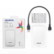 ADATA HV300 2,5 COL USB 3.1 KÜLSŐ MEREVLEMEZ 1TB FEHÉR