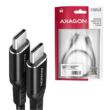AXAGON FONOTT SZÖVET USB-C/USB-C GYORSTÖLTŐ ADATKÁBEL PD 2.0/3.0 QC 2.0/3.0/4.0 3A 60W 2m FEKETE